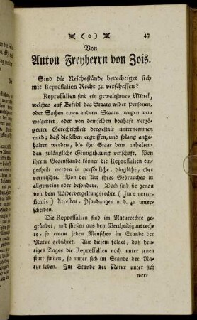 Sind die Reichstände berechtiget sich mit Repressalien Recht zu verschaffen?