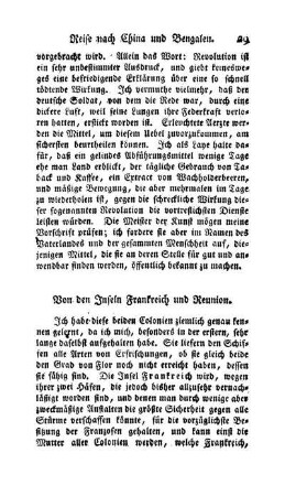 Von den Inseln Frankreich und Reunion