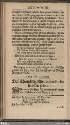 Das IV. Capitel. Daß sich auch die Alten bisweilen betrincken sollen