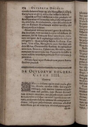 Caput IIII. De Oculorum Dolore