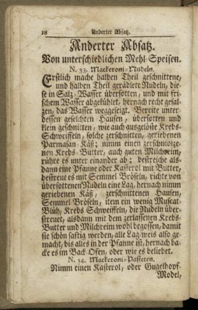 Anderter Absatz. Von unterschiedlichen Mehl-Speisen