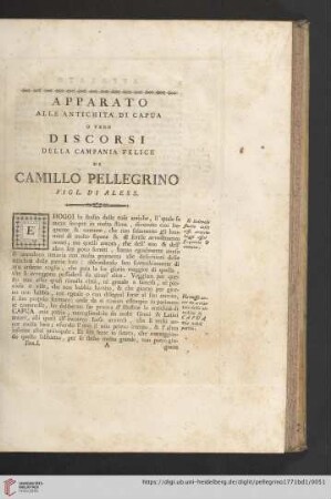 Apparato alle antichita di Capua o vero discorsi delle Campania felice di Camillo Pellegrino