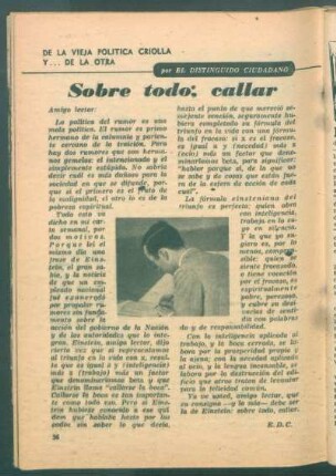 Sobre todo, callar