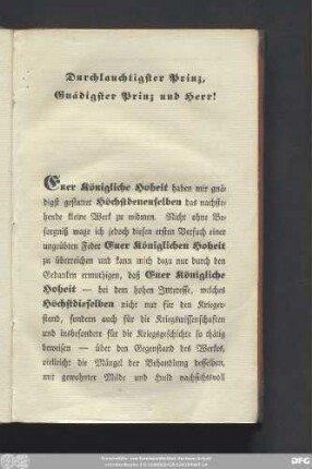 Durchlauchtigster Prinz, Gnädigster Prinz und Herr!