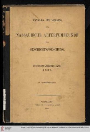 25: Annalen des Vereins für Nassauische Altertumskunde und Geschichtsforschung