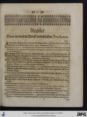 Register derer in diesem Werck befindlichen Tractaten.