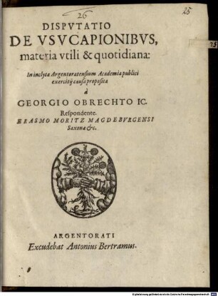 Disp. de usucapionibus, materia utili & quotidiana