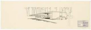 Forschungsinstitut für Holzwerkstoffe, Karlsruhe: Vorentwurf. Perspektivische Ansicht