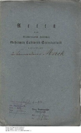 Merck, C[arl], Kammerdiener und Hofsekretär in Darmstadt