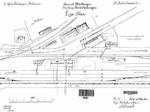Wendlingen: Empfangsgebäude (früher Unterboihingen) Lageplan (Dienst- u.Nebengeb.,Gl.-Anl.)