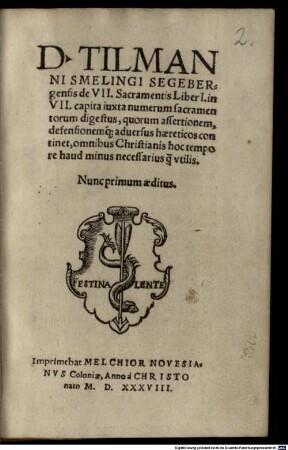 De septem sacramentis liber unus ... adversus haereticos