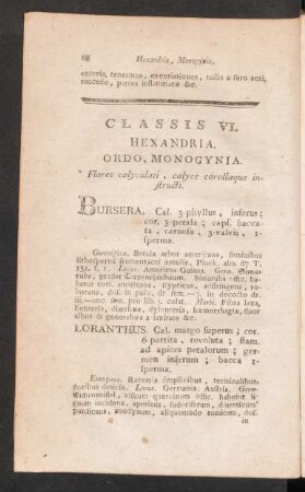 Classis VI. Hexandria. Ordo, Monogynia.