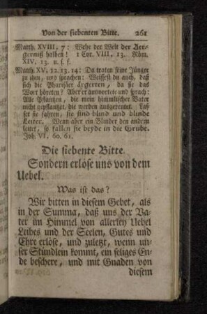 Die siebente Bitte. Sondern erlöse uns von dem Uebel.