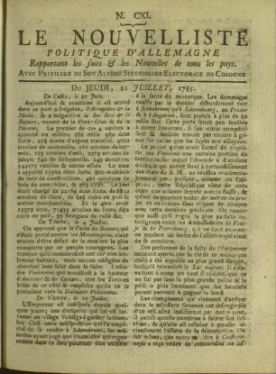 Le nouvelliste politique d'Allemagne. 1780-1787