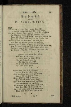Anhang einiger Gedenk-Verse.