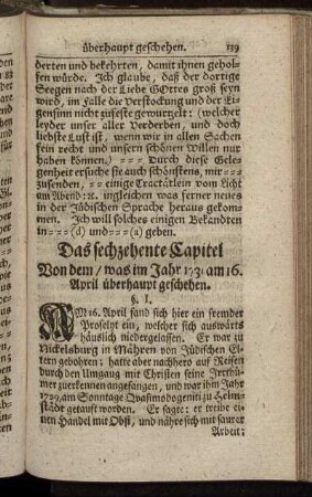 Das sechzehente Capitel Von dem, was im Jahr 1731 am 16. April überhaupt geschehen.