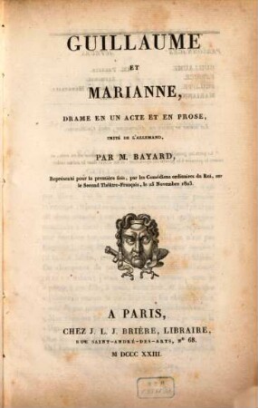Guillaume et Marianne : drame en un acte et en prose ; imité de l'allemand