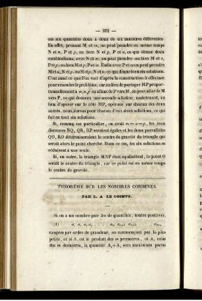 Théorème sur les nombres combinés.