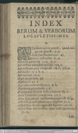 Index Rerum & Verborum Locupletissimus