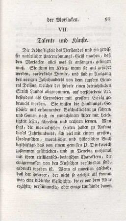 VII. Talente und Künste.