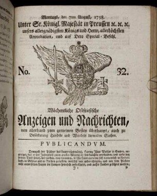 No. 32. Montags, den 7ten August, 1758.