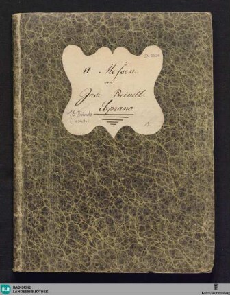 Messa in c : a soprano, alto, tenore, basso, violino 1me, violino 2do, 2 oboe, 2 tromb., 2 clarin., timpani, violone ed organo; op.XII. No.VI