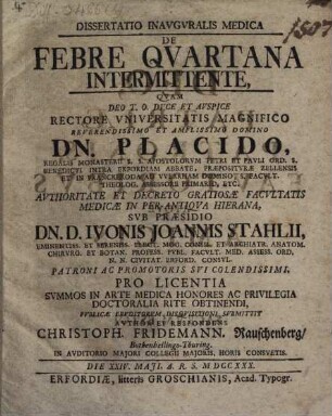 Diss. inaug. med. de febre quartana intermittente