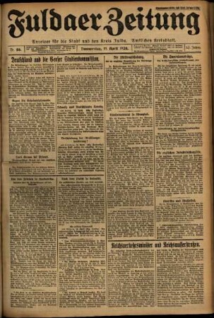 Ausgabe vom Donnerstag, den 15. April 1926.