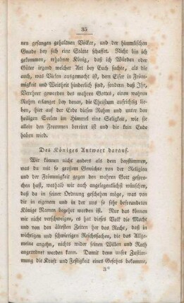 Des Königes Antwort darauf.