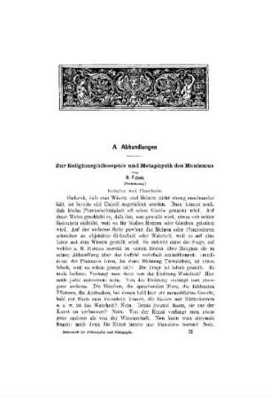 Zur Religionsphilosophie und Metaphysik des Monismus : (Fortsetzung)