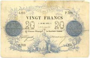 Geldschein, 20 Francs (FRF), 28.5.1872