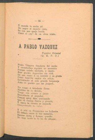 Á Pablo Vázquez, payador oriental (Q. E. P. D.) : [Vals]