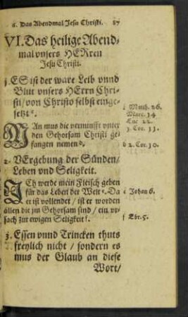 VI. Das heilige Abendmal unsers Herren Jesu Christi.