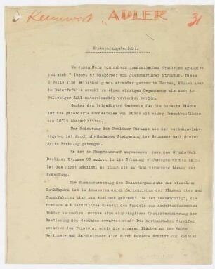 Hauptgebäude eines Flughafens Schinkelwettbewerb 1932: Wettbewerbsunterlagen, Erläuterungsbericht