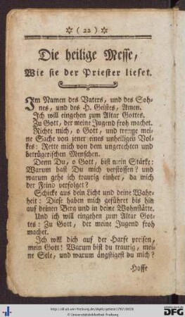Die heilige Messe.
