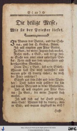 Die heilige Messe.