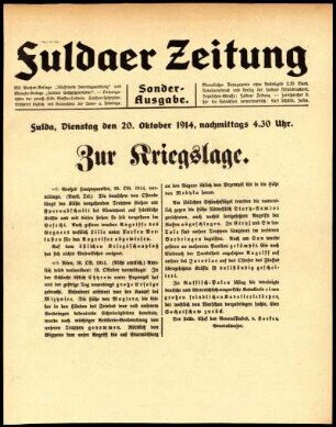 Dritte Ausgabe vom Dienstag, den 20. Oktober 1914.