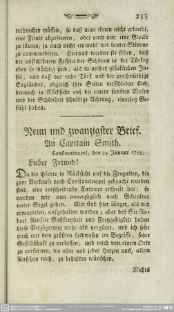 Neun und zwanzigster Brief