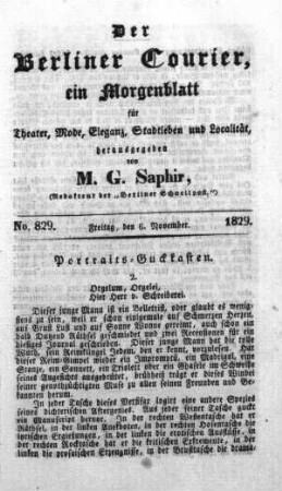 No. 829, Freitag, den 6. November 1829