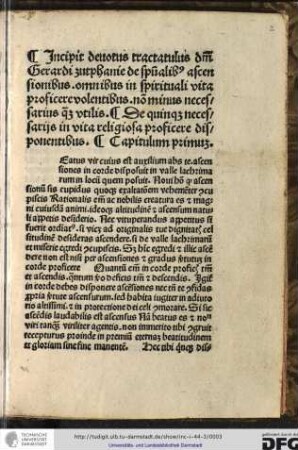 De quinque necessariis in vita religiosa proficere disponentibus. Capitulum primum.