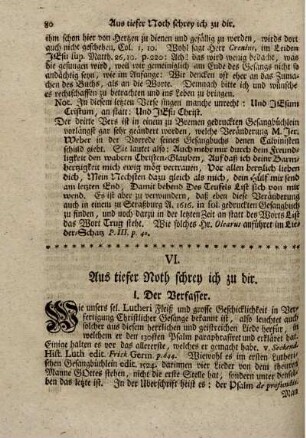 VI. Aus tiefer Noth schrey ich zu dir.