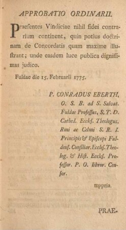 Approbatio ordinarii.