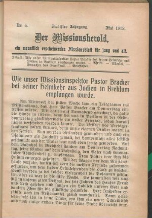 Nr 5. Zwölfter Jahrgang. Mai 1912.