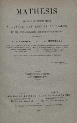 TOME NEUVIEME. AOUT-SEPTEMBRE 1889.