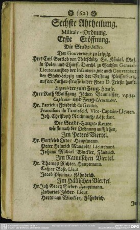 Sechste Abtheilung. Militair-Ordnung