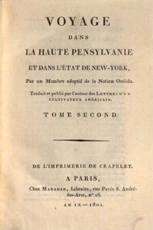 Voyage dans la haute Pensylvanie et dans l'état de New-York, 2
