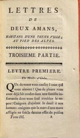 Lettres De Deux Amans, Habitans d'une petite Ville au pied des Alpes, 3