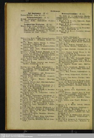 Berichtigungen, betreffend die während des Druckes des Adreßbuches der Redaktion bekannt gewordenen Veränderungen, Ergänzungen, Zuzug, Abgang usw.