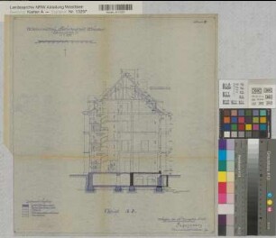 Münster (Münster) Wiederaufbau des Behördenhauses am Domplatz Nr. 3 Schnitt 1948 1 : 100 45 x 42 Pause Staatsneubauleitung Münster Regierung Münster Nr. 33943