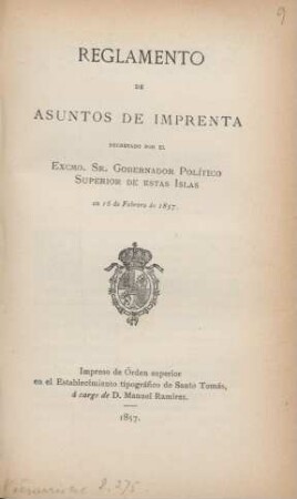 Reglamento de asuntos de Imprenta